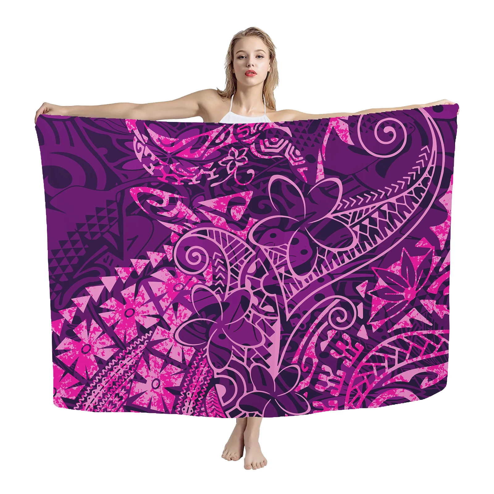 Summer Sarong Factory Wholesale in Bulk Hawaii Lavalava Big Size Beach Cover Ups Scarf Print on Demand Bikini Skirt Girls