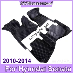 Car Floor Mats For Hyundai Sonata i45 YF 2010~2014 Covers Rug Auto Interior Parts Luxury Mat Leather Carpet Car Accessories 2011