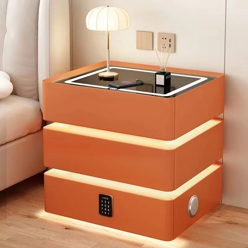 طاولة السرير الذكية الحديثة بسيطة الاستشعار مصباح غرفة نوم ضوء فاخر متعدد الوظائف شحن لاسلكي بلوتوث لوحة خشبية #5