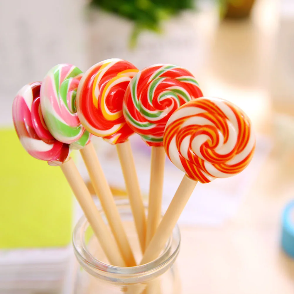 

5pcs Creative Lollipop 0.5MM Ballpoint Pen Novelty Kids Toys Cartoon School Stationery (Mixed Color)