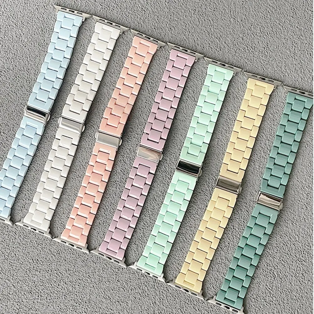 Candy Color Resin Strap For Apple Watch 40mm 42mm 44mm 45mm 49mm Sport Watch Replacement Watchband for IWatch 8 7 6 SE 5 4 3 2 1