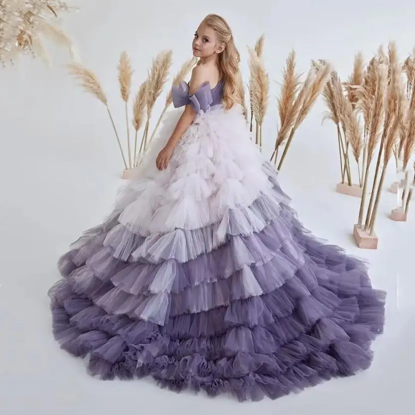 High-End Children's Princess Evening Gown Host Piano Performance Wedding Birthday Girl Party Dress A4148 Bridesmaid Dress