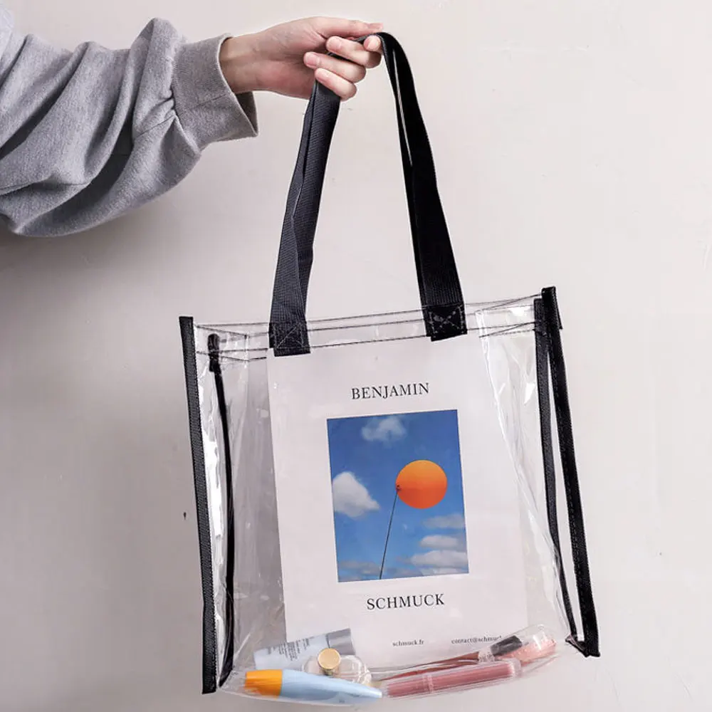 Summer Pvc Transparent Shopping Bag Tote Bag Waterproof Swimming Bag Leisure Gift High-end Hand Carry Tote Bag for Ladies