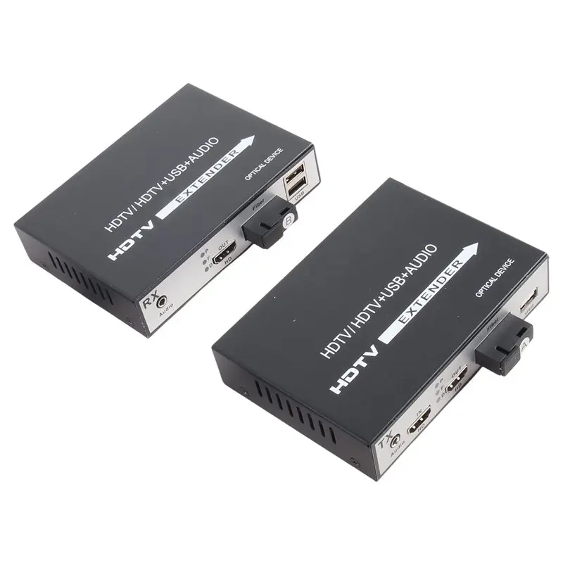 1Pair 1080P HDMI Fiber Optic Extender KVM US PLUG