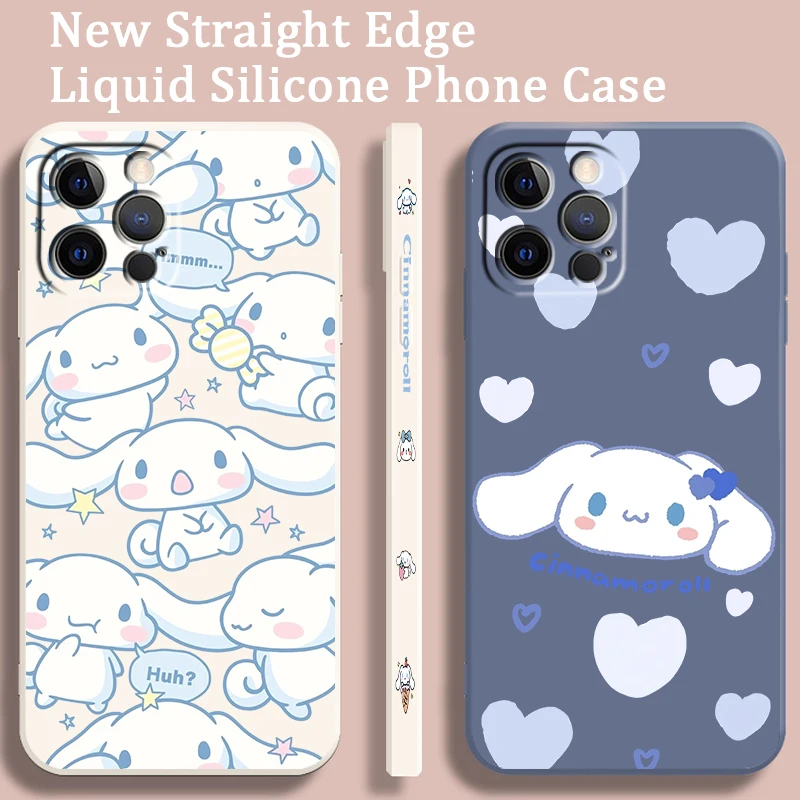 Cinnamoroll Sanrio Cartoon Liquid Left Rope For Apple iPhone 15 14 13 12 11 XS XR X 8 7 SE Pro Max Plus Mini Soft Phone Case - Image 3