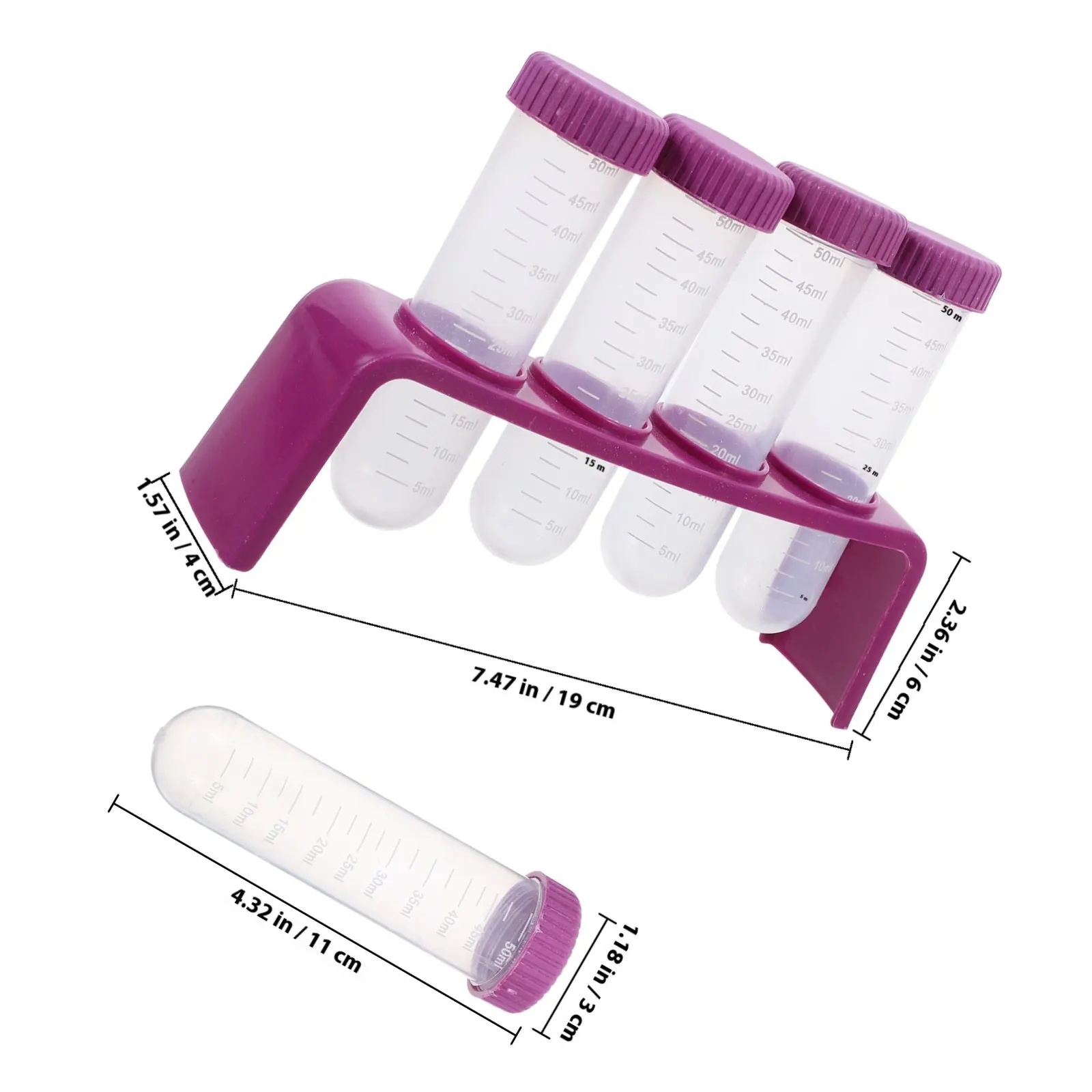 1Set 4-Hole Test Tube Rack with Graduated Tubes Multi-Functional Lab Tube Organizer for Scientific Experiments Sampling Storage