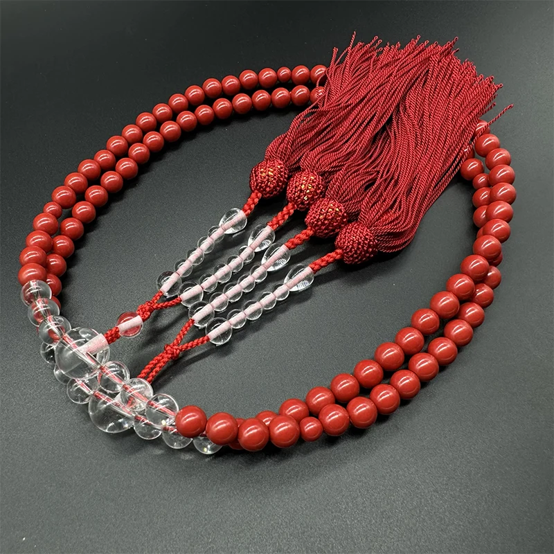 Cinnabar 108 Beads Rosary Japanese Shingon Buddhism Prayer Beads Japan Tantrism Chanting 108 Beads Mala