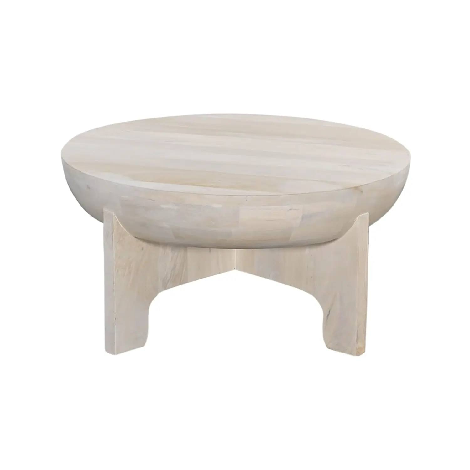Mango Wood Coffee Table Round Storage Shelf Living Room 32 Inch, Customized