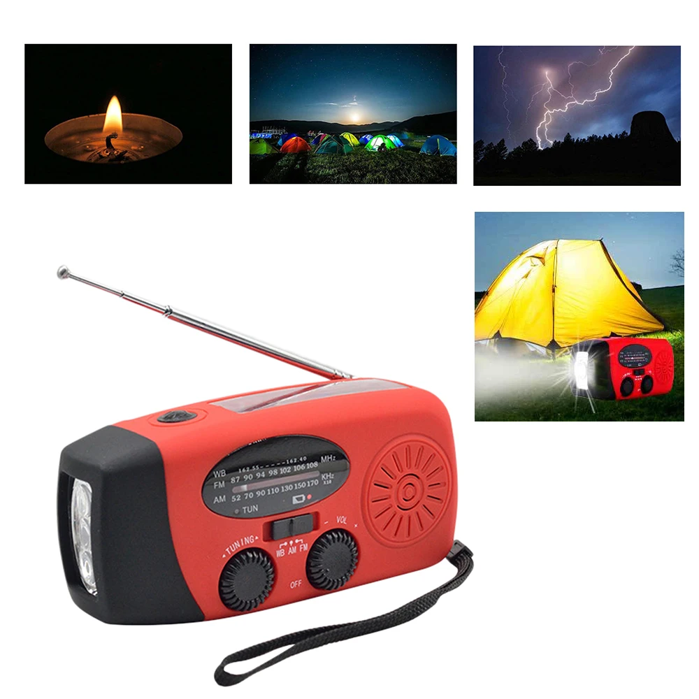 Emergency Radio Hand Crank Solar Weather Radio 2000mAh AM / FM Emergency Weather Radio Portable Power Bank for Camping Outdoor