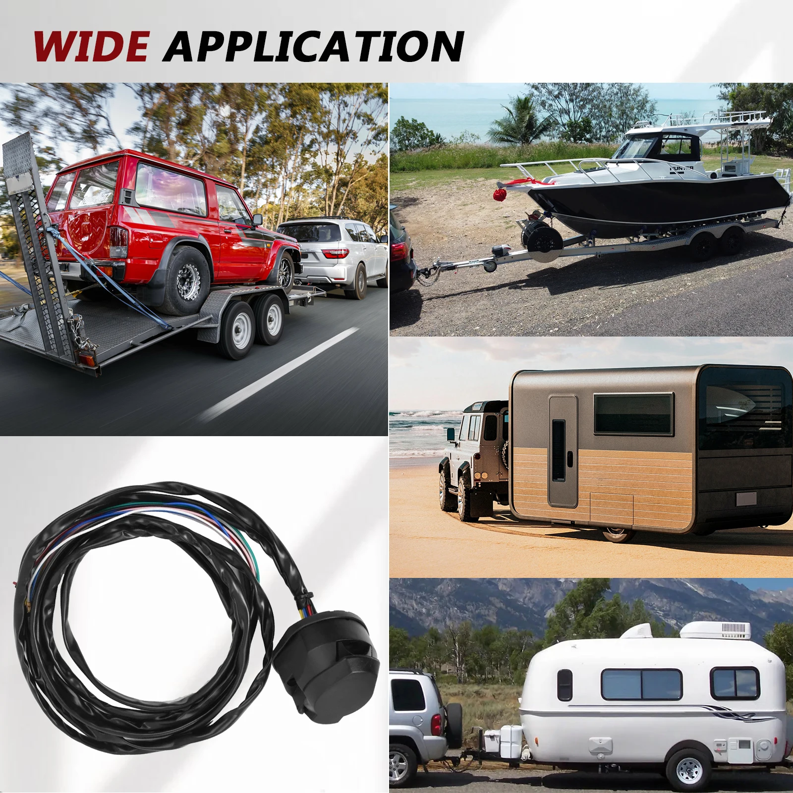 

13 Pin Trailer Light Lead Pre-Wired Socket Connector for Trailer Tow Caravans 2 Metres 13 Core Cable Extension Cable Euro Plug
