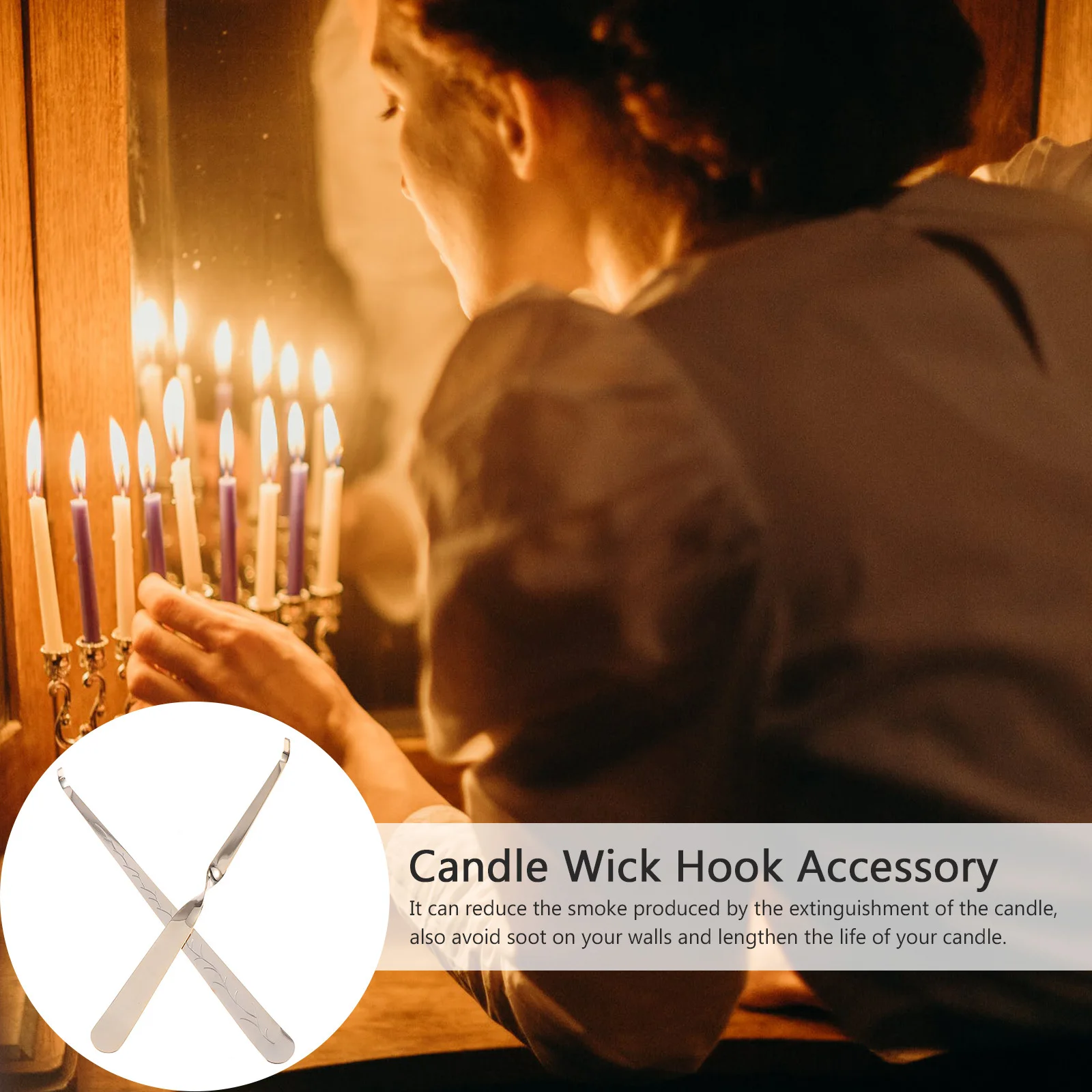 2 قطعة خطاف الفتيل أداة طفاية من الفولاذ المقاوم للصدأ لتقليل الدخان ومنع السخام صيانة الفتيل طويلة الأمد #3