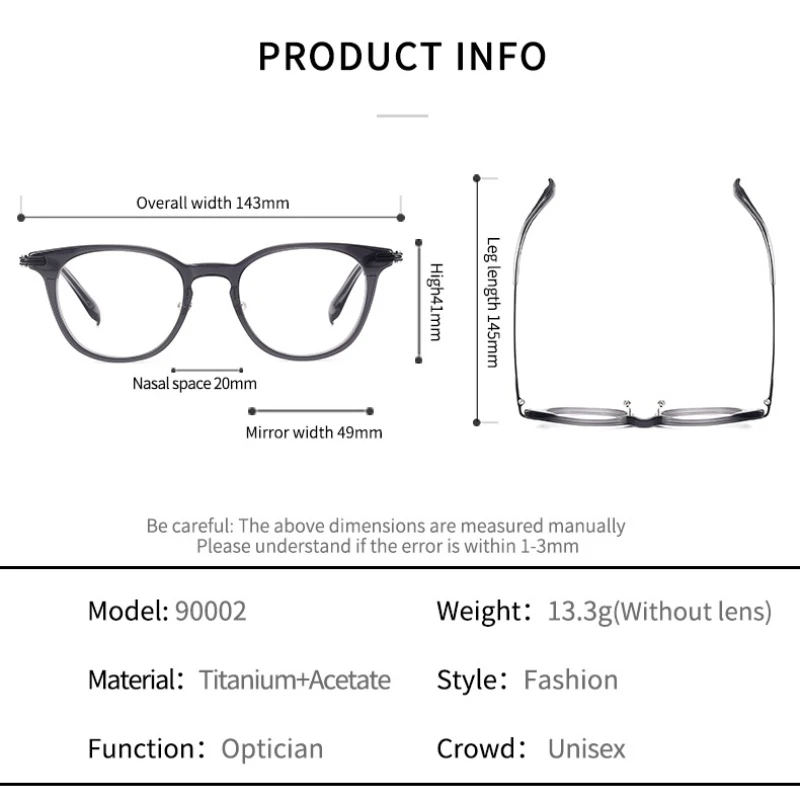 STYLENS New Handmade Sheet Pure Titanium Optical Prescription Glasses Men Women Retro Anti Blue Light Progressive Glasses 90002