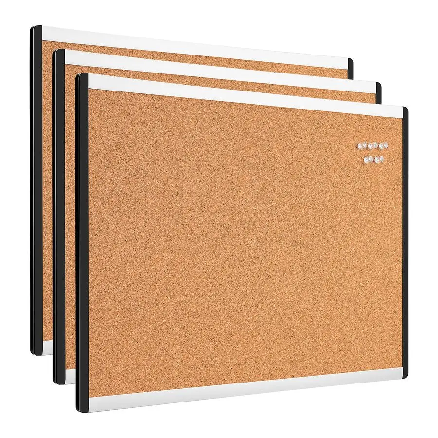 

Cork BulletinBoard, 23 x 17, Pin Board for Office amp Home with Aluminum Plastic Frame, 3 Pack