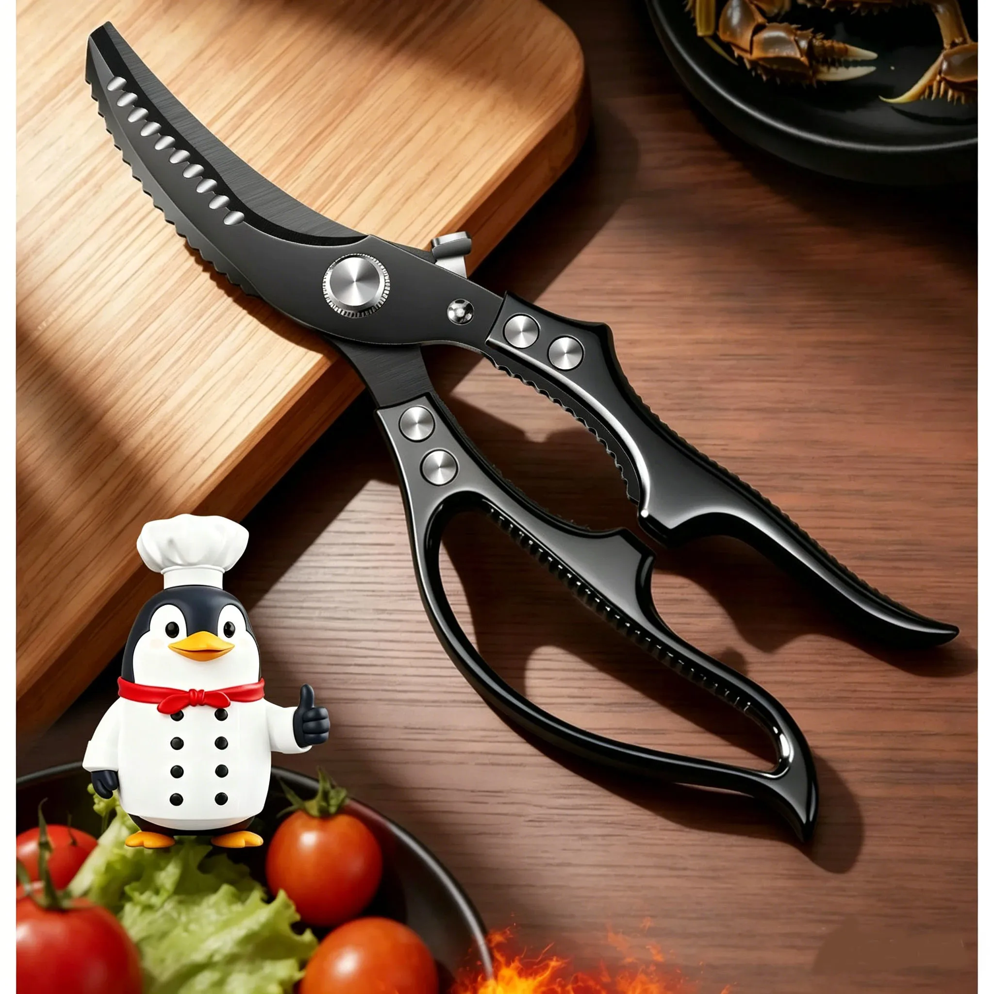 

Titanium-Plated Kitchen Scissors, Heavy-Duty Multifunctional Stainless Steel Food Shears for Poultry and Bones C2612