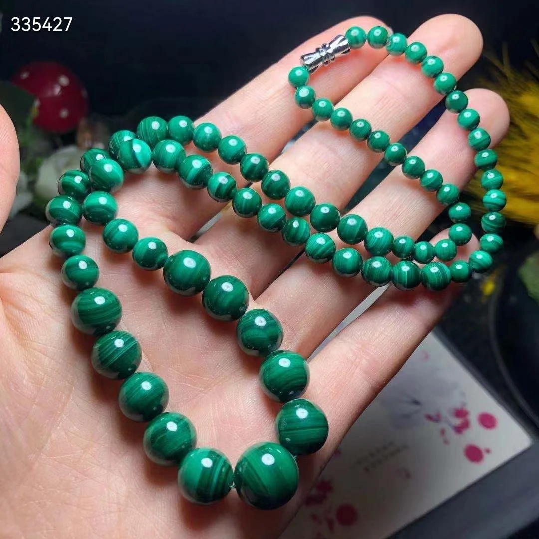 

Natural Green Malachite Chrysocolla Beads Necklace 5-12mm Malachite Pendant Round Beads Gemstone Woman MenAAAAAAA