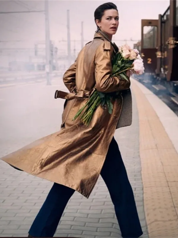 

Ультрадлинная суперстильная женская куртка из натуральной козьей кожи, цвет золотисто-коричневый, модель 950 долларов США, ветровка для повседневной носки