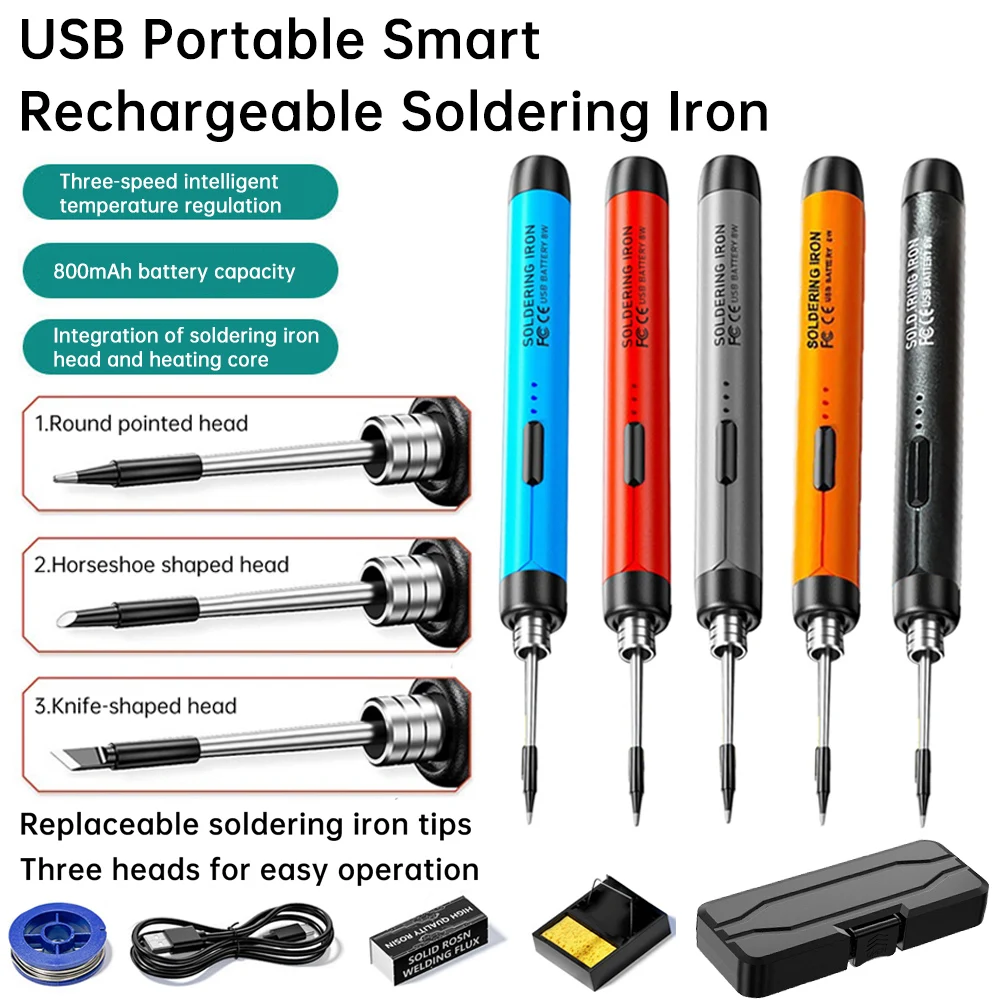 

Cordless Soldering Iron Tool Pen Portable USB Type-C 5V 8W Electric Powered Kit Rechargeable and 3 Level Temperature Adjustment