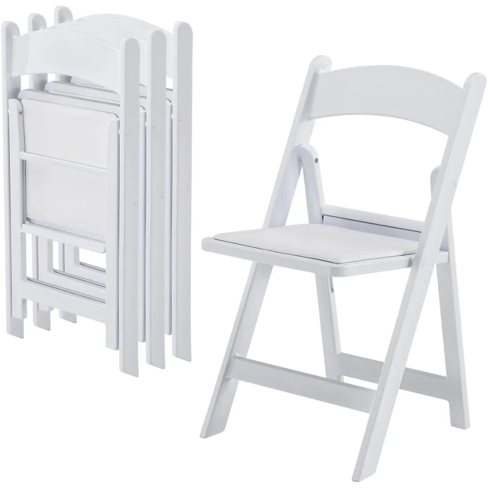 

White Resin Folding Chairs, 4 Pack, Plastic Folding Chairs with Padded Seat, Resin Folding Chairs for Wedding, Party, Home, Even