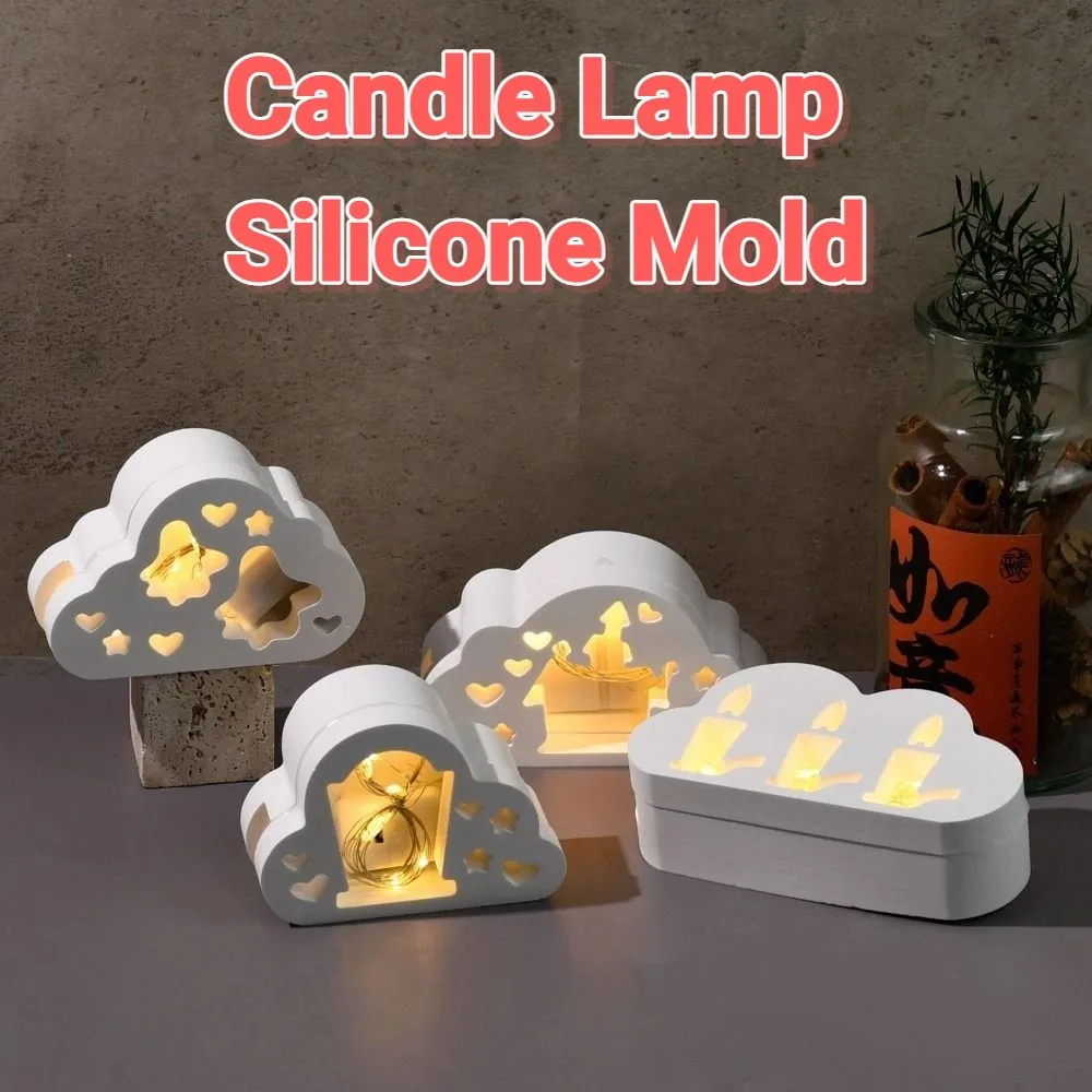

DIY Candle Lamp Silicone Mold Soft Hollow Out Ghost Candle Jar Molds Halloween Decoration Crafts Tombstone Resin Molds