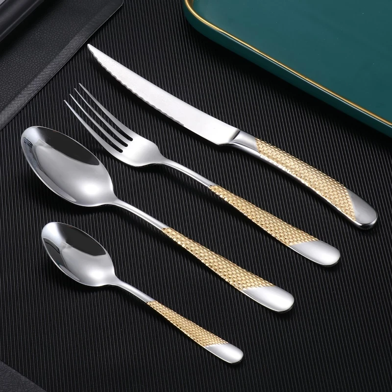 Luxury Tableware Sets Knife Fork Spoon Cutlery Set 24 Piece Stainless Steel Full Tableware Dinner Set Kitchen Device Sets Gift