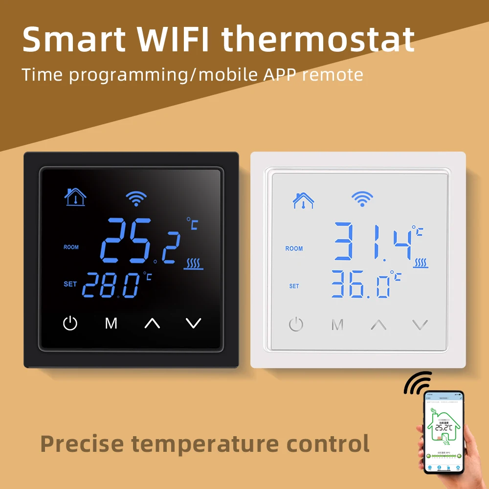 Smart Thermostat LCD Display Touch Screen Temperature Control WiFi App with NTC Sensor For Electric Floor Heating 16A 85-250V