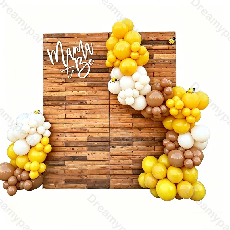 126pcs Lemon Caramel Beige Bee Balloons Garland Boho Balloon Arch Gender Reveal First Birthday Baby Shower Bee Day Party Decor