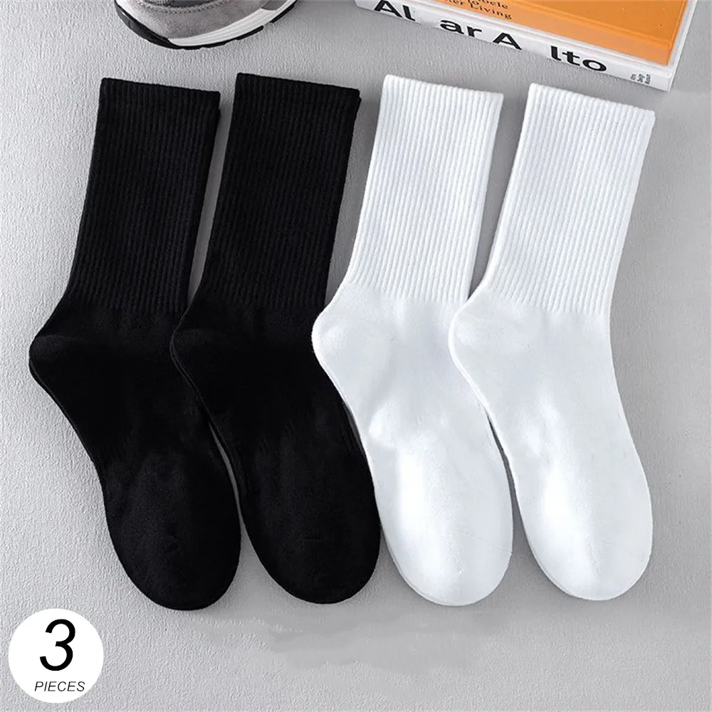 3 Pairs/Pack Breathable Cotton Socks Women Men Sport White Harajuku Socks Solid Color Female Sox Sokken Outdoor