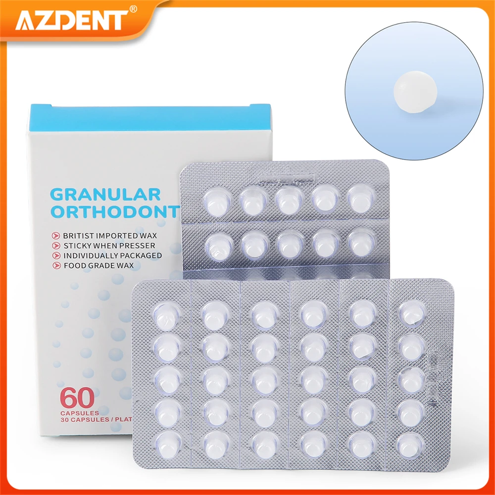 

60PCS AZDENT Dental Orthodontic Wax Granular Individual Hygienic Packaging Clear Wax Dots Portable Anti-grinding Food Grade