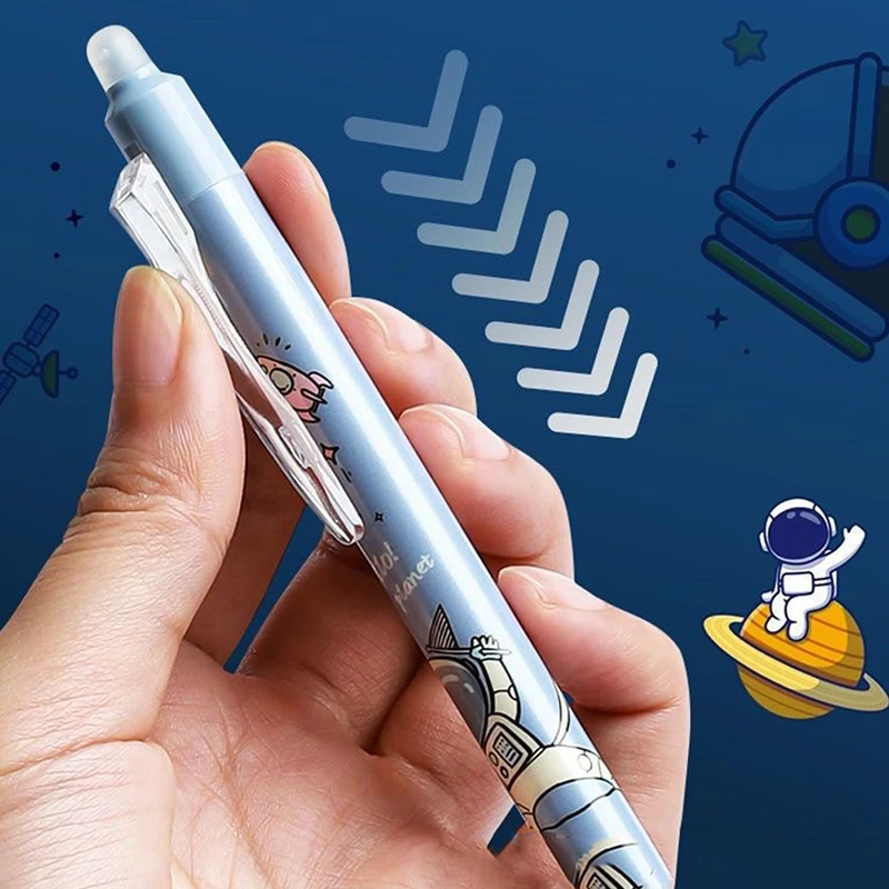 

1pc Cute Anime Cartoon Astronaut Erasable Gel Pen Set with Ink Refill 0.5mm Black Blue Kawaii Stationery Kids School Supplies