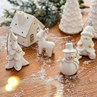 White Nordic Ceramic House Pendant Christmas Decoration Xmas Tree Hanging Ornament Navidad 2025 New Year Party Gift Home Decor