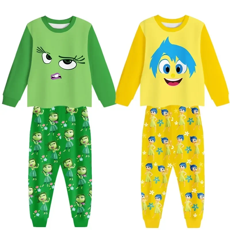 EE01 Movie Disgust Child Pajama Set Kids Cartoon joy Print Nightwear girls Leisure Sports Long-sleeved Loungewear Halloween Io0！