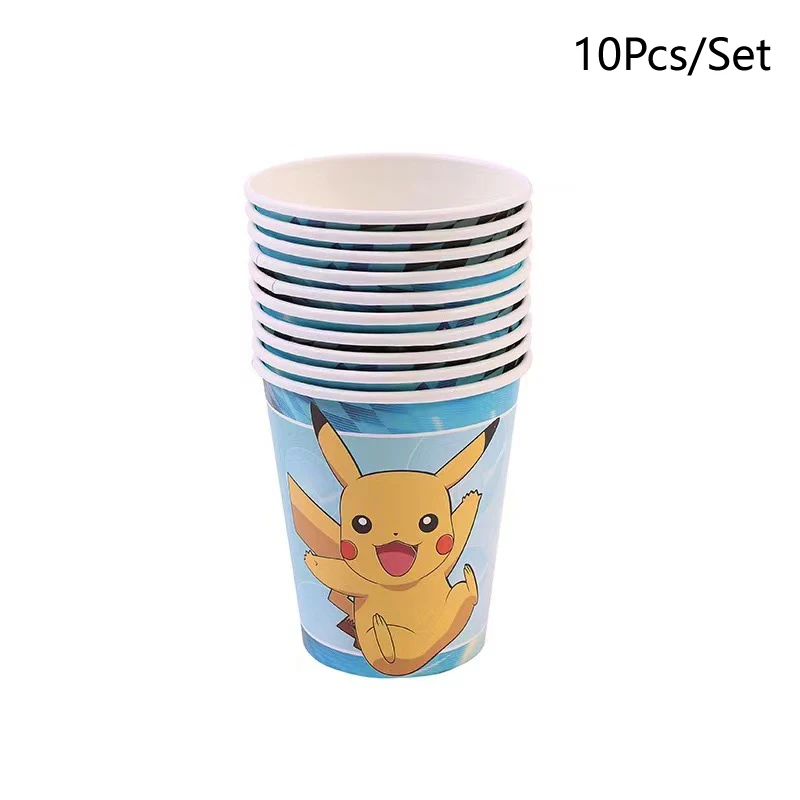 Pokémon Birthday Party Decoration, Paper Cups, Cups, Disposable Paper Cups, Pikachu-pattern Paper Cups, Party-use Paper Cups