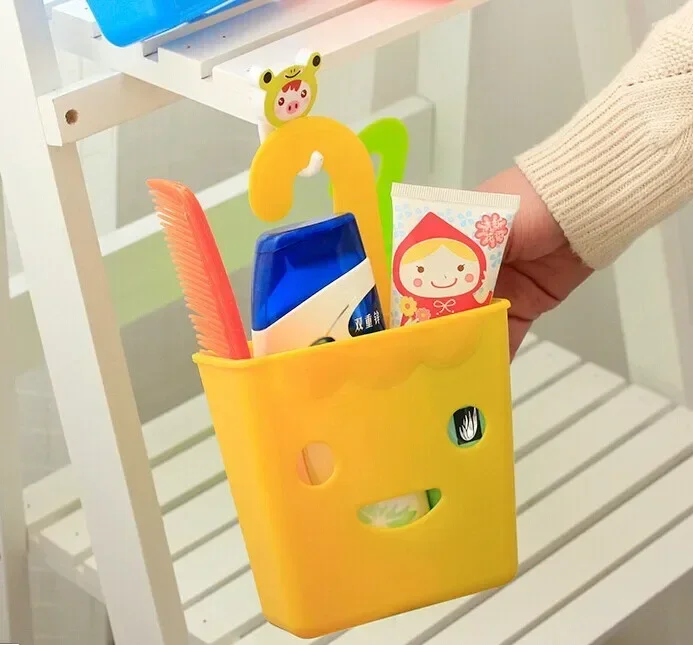 

1PC Multi-purpose Plastic Colorful Smiling Face Sundries Storage Basket Organizer Storage Barrel Hanging Basket OK 0095