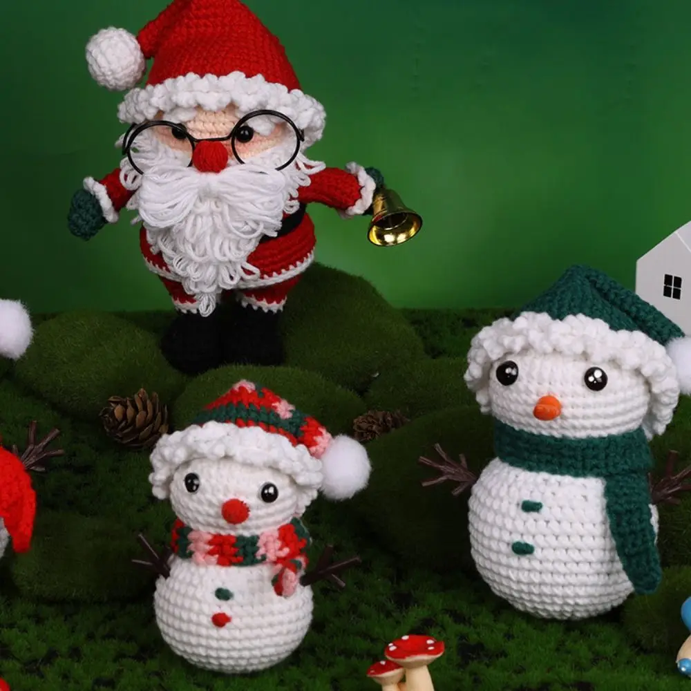 Papai Noel Handmade Crochet Brinquedos, Espírito Boneco De Neve, Brinquedos De Tecido De Natal, Boneca De Tecer De Veado