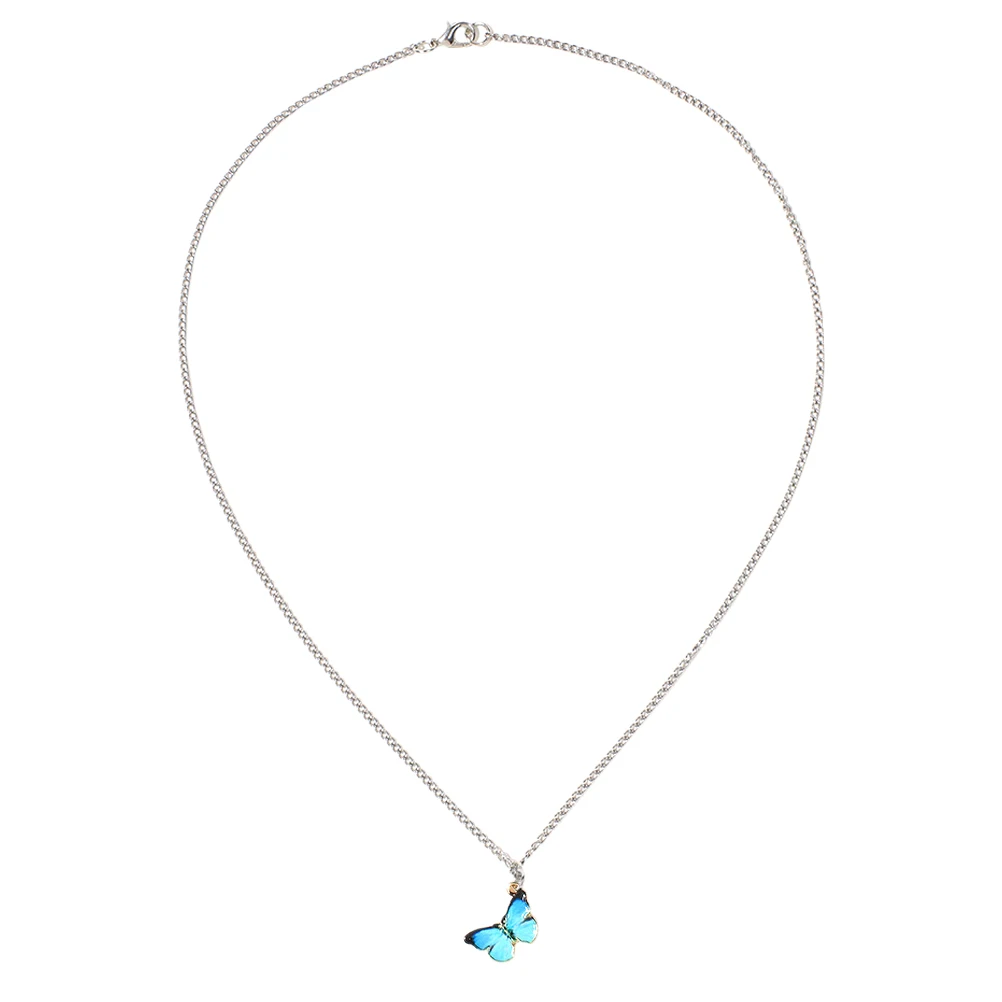 

Butterfly Pendant Woman Fashion Thick Chain Clavicle Creative Woman Clavicle Chain Enamel Jewellery Birthday Party Gift