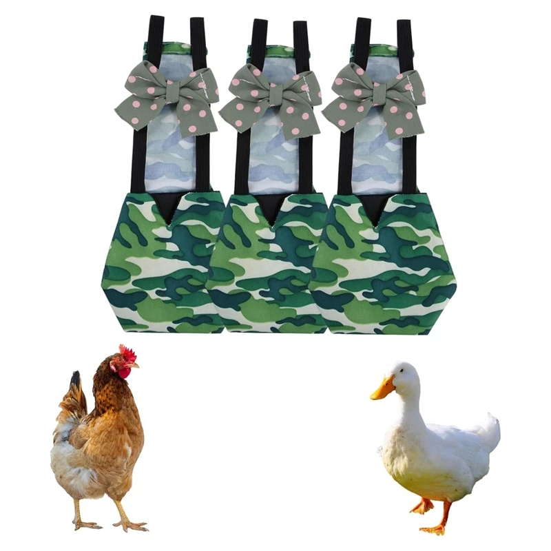 3Pcs Premium Reusable Pet Duck & Chicken Diapers, Waterproof Poultry Diaper Wraps With Bow Tie,Pet Duckling Nappies