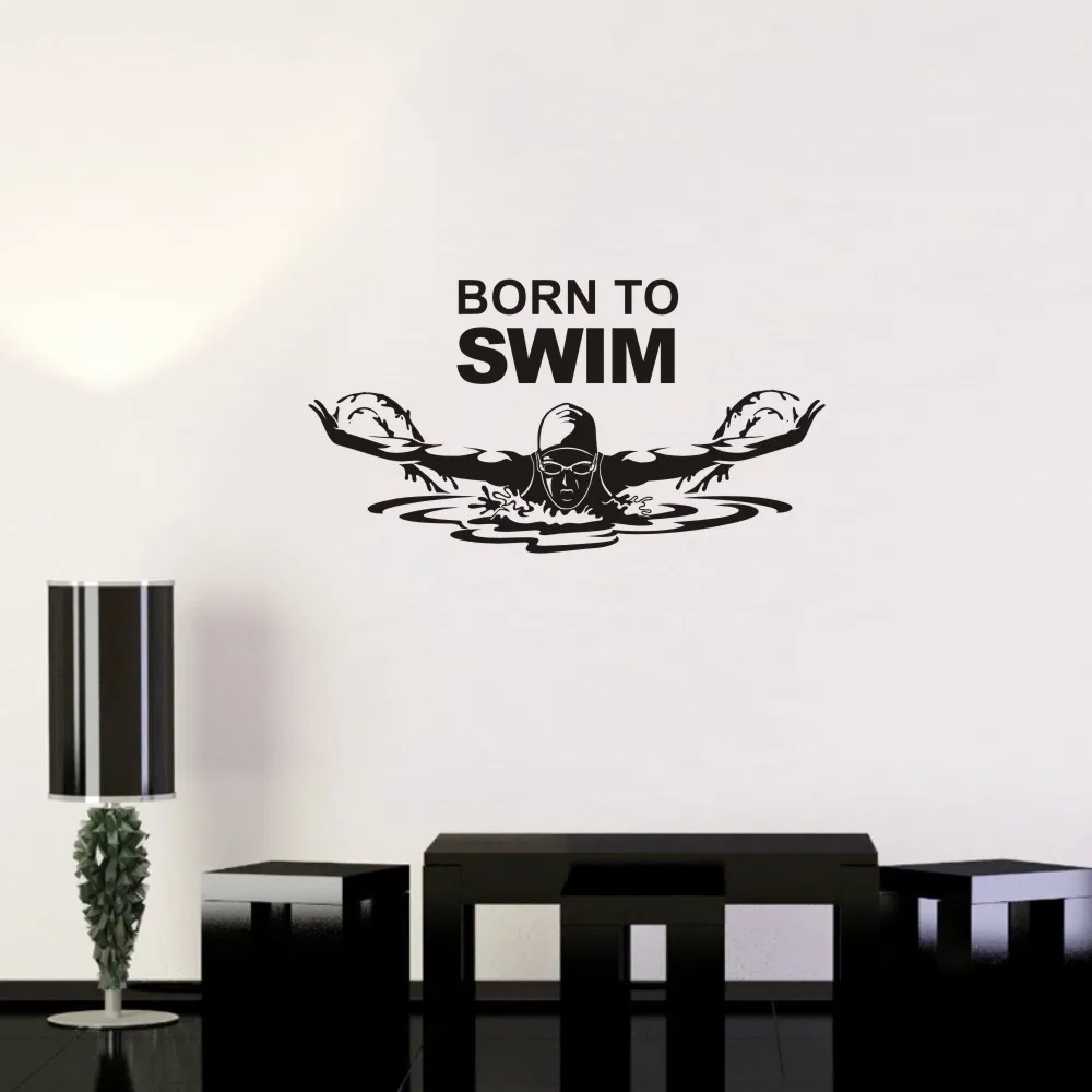 Born to Swimming Wall Sticker Vinyl Swim Decals Pegatina Decor Mural Home Decoration Swimmer Car