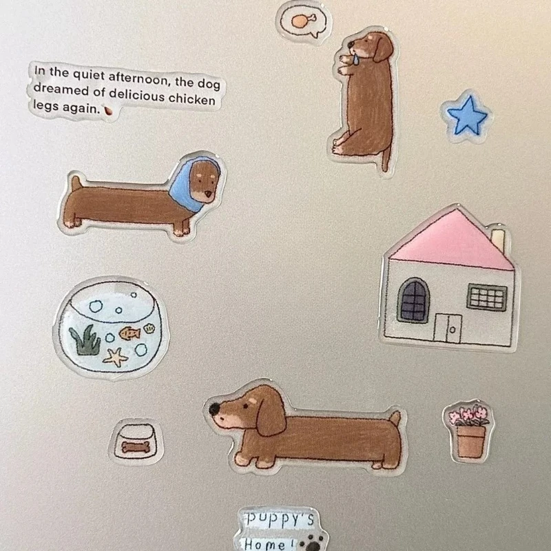 Cute Cartoon Dachshund 3D Jelly Stickers - DIY Resin Relief Decals for Phone Case & Camera Kawaii Dog Journal Decor Phone Films view 6