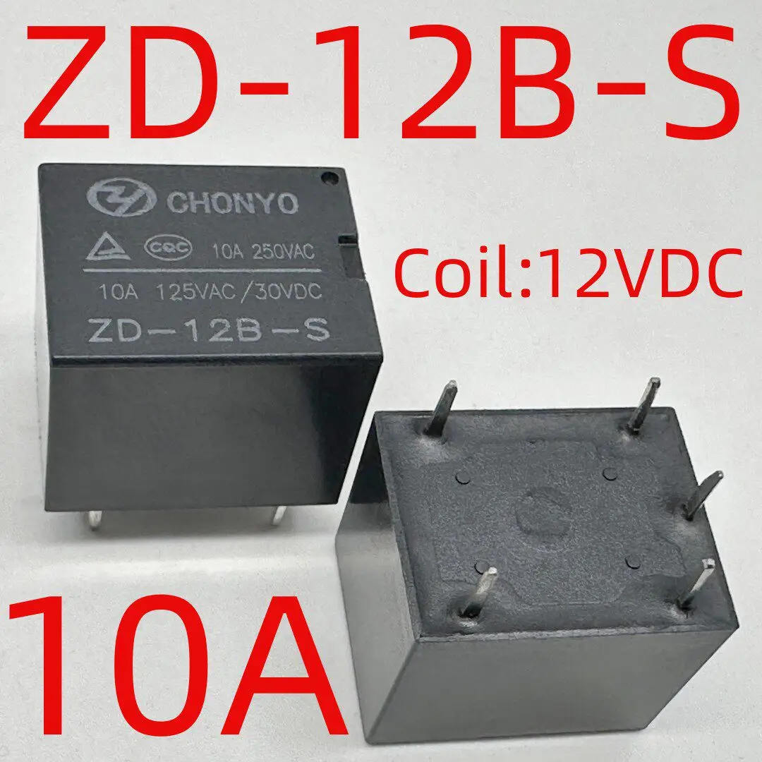 10PCS Reliable for 5Pin 10A SPDT Relay ZD-12B-S T73C Coil 12VDC