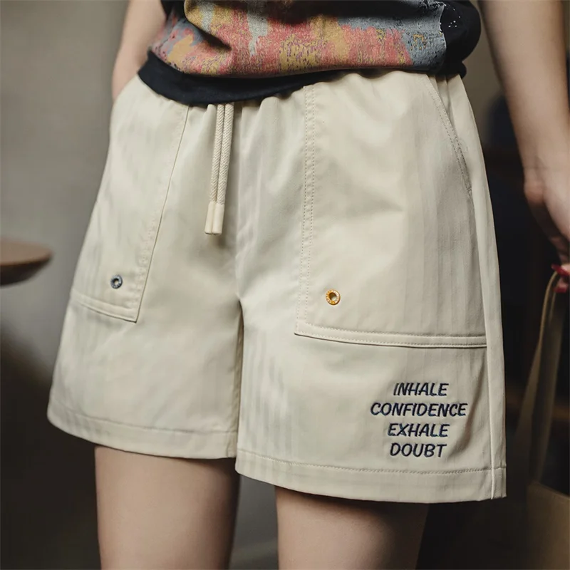 

Maden New Outdoor Cargo Shorts Women's Summer Vintage Loose Fit Elastic Waist Large Pocket Pants Casual Hiking Workwear Shorts