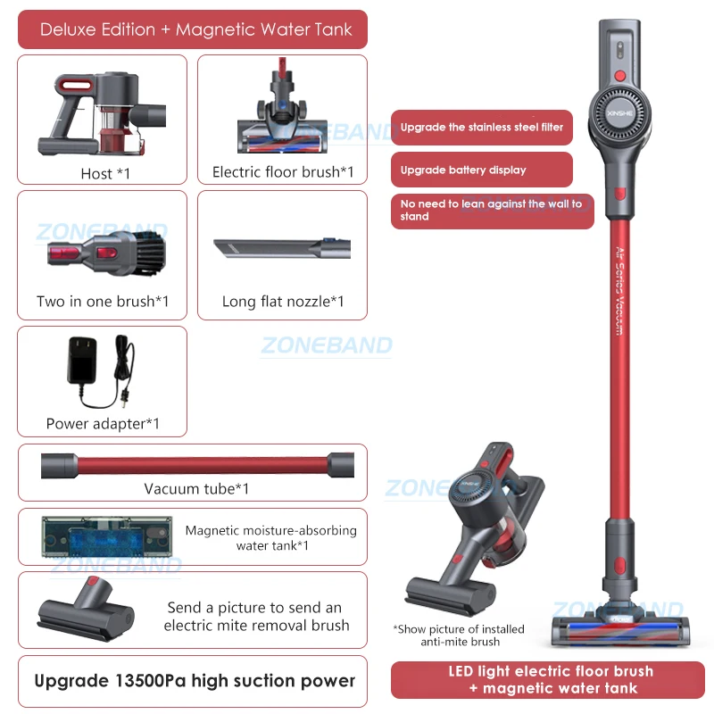 Cordless Upright Vacuum Cleaner Wet Dry 13500Pa Suction Powerfu Electric Mop Smart Home Appliance Dust Collector Floor Aspirator