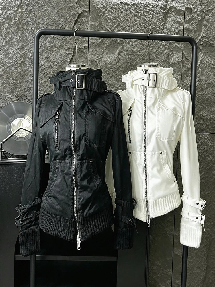 Vintage 90s Harajuku Streetwear Button Stand Neck Sweatshirt Casual Aesthetic Grunge Y2K Autumn Street Outerwear Jacket Outfit