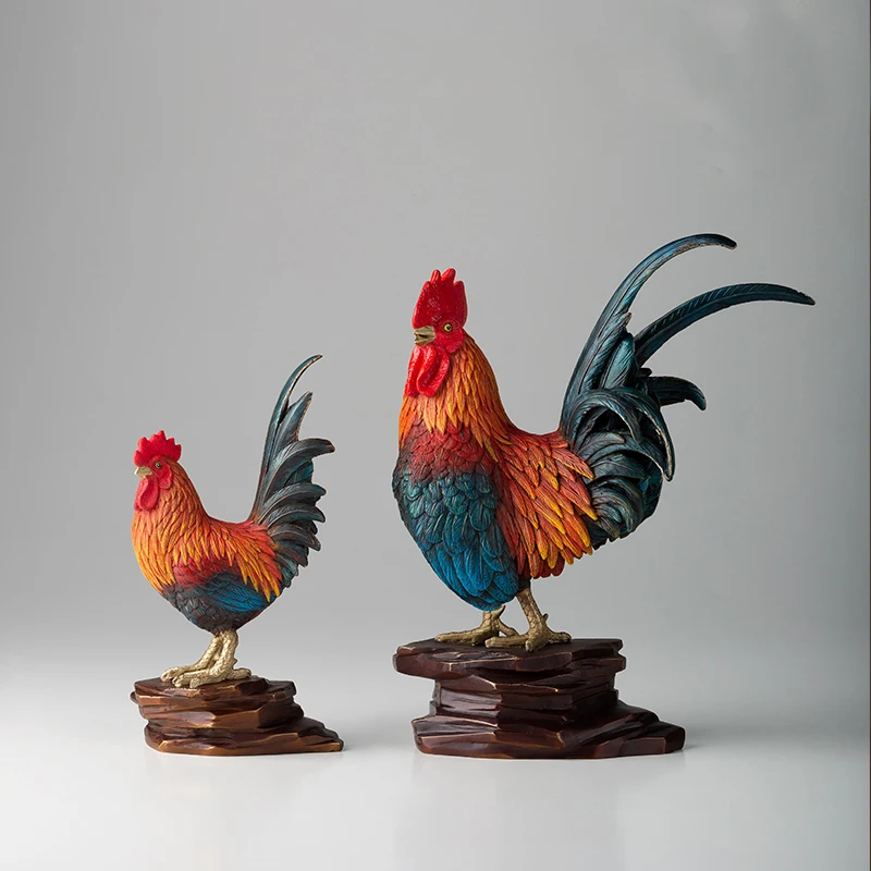 

DAJI DALI 2pcs Asia Master craftsman's works BRONZE Good luck Rooster Cocks Sculpture Home company Shop Decoration Talisman