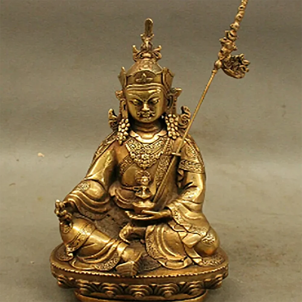 Wholesale Factory Tibet Buddhism Brass Copper Longevity Guru Padmasambhava Rinpoche Buddha Statue