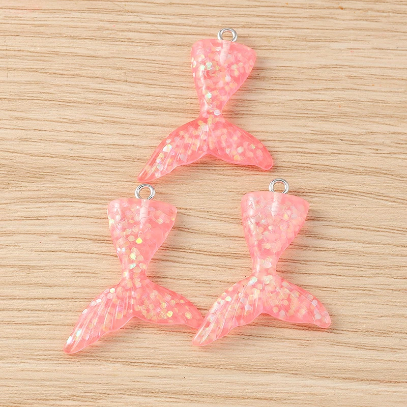 Tusember 10 قطعة صفارة الإنذار اللطيفة الملونة الراتنج ذيل السمكة حورية البحر السحر DIY بها بنفسك القرط سوار المفاتيح المعلقات مجوهرات اكسسوارات #4