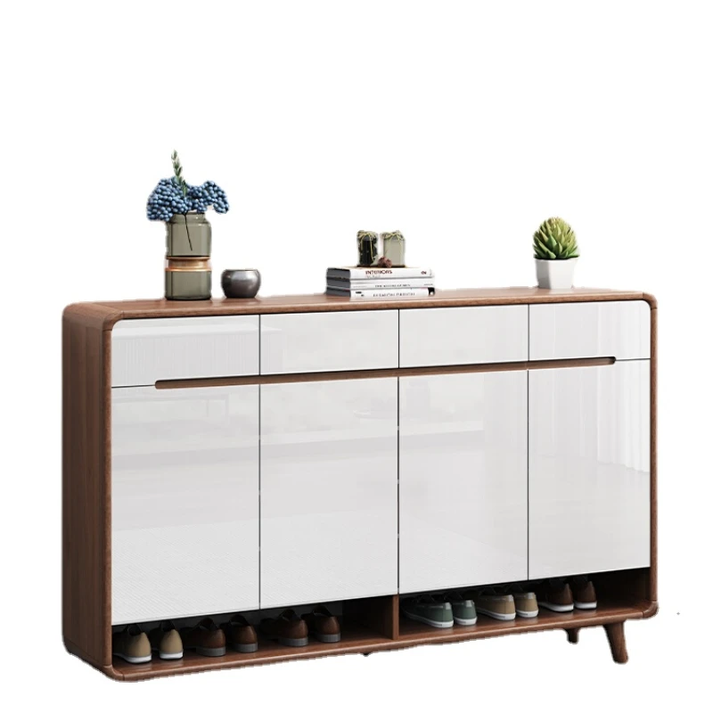 

Solid Wood Living Room Entrance Cabinet Large Capacity Chinese Balcony Storage Locker