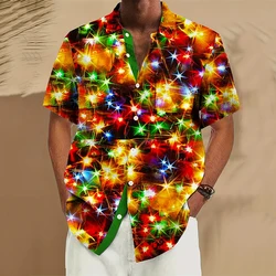 Bright Lights 3D Printed Shirts Men's Clothing Button Lapel Blouse Abstract Painting Cats Fashion Trendy Comfortable Shirt