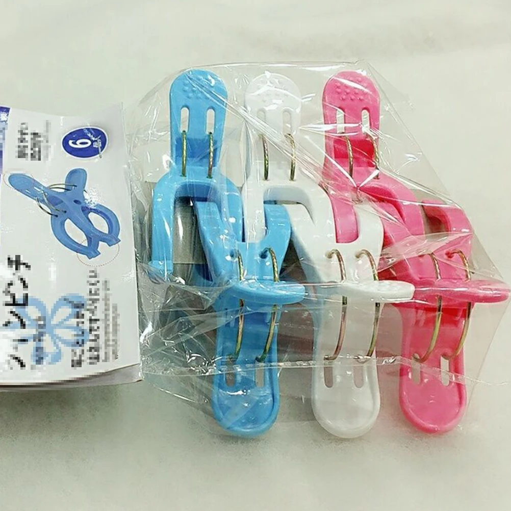 

12 Pcs Household Plastic Clothes-pin Multi-purpose Colorful Quilt Clip Fixed Windproof Clothes Clip Large Clothespin for Indoor