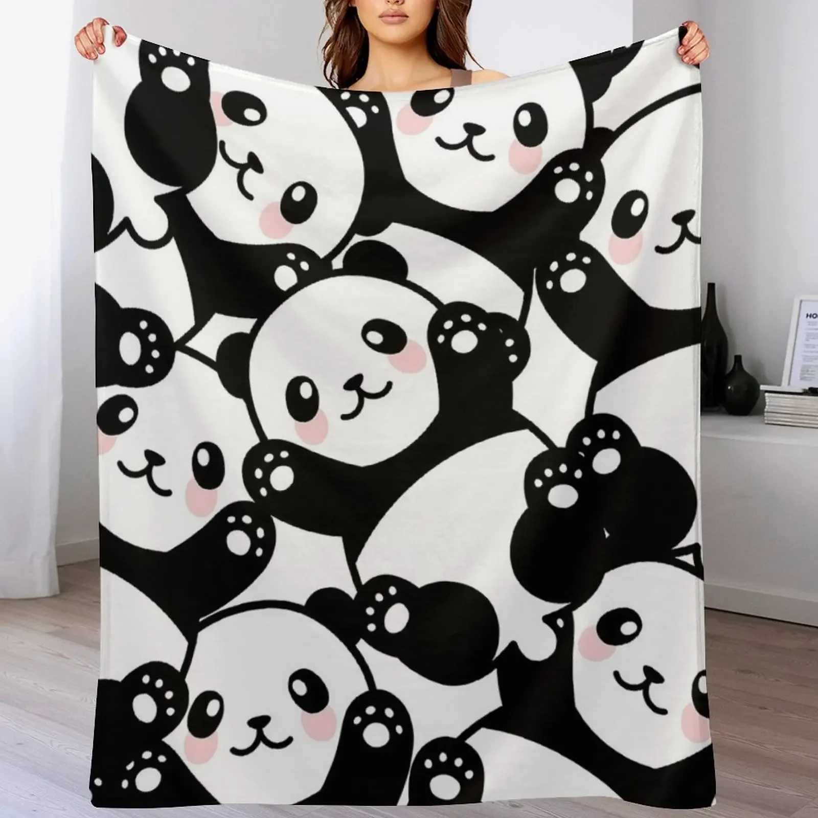 

Cute Cartoon Panda Pile Throw Blanket Decoratives wednesday Moving Sofa Quilt Blankets