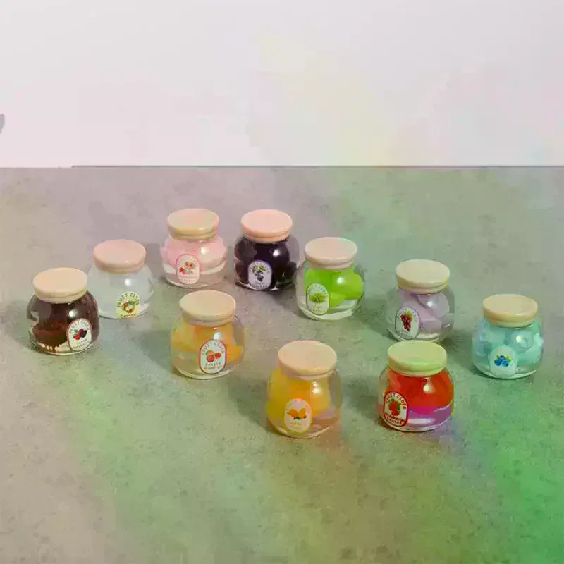 5Pcs Miniature Kitchen Decoration Dollhouse Simulation Fruit Candy Canned Jam Model Dolls House Accessories Toy